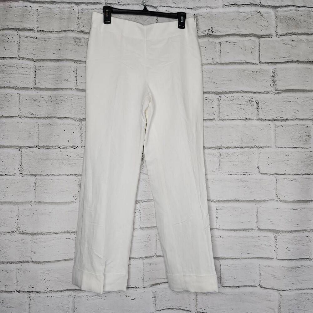 Ann Taylor LOFT Womens White Wide Leg High Waist Lined Linen Pants Size 8P